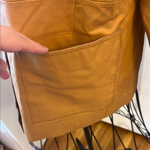Vintage Tan Leather Women's Jacket-Sz L - Picture 3 of 5